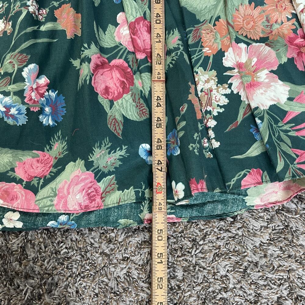 Vintage Midi Dress Size 10 Green Pink Floral Botanical Garden Spring Romantic - Picture 15 of 16
